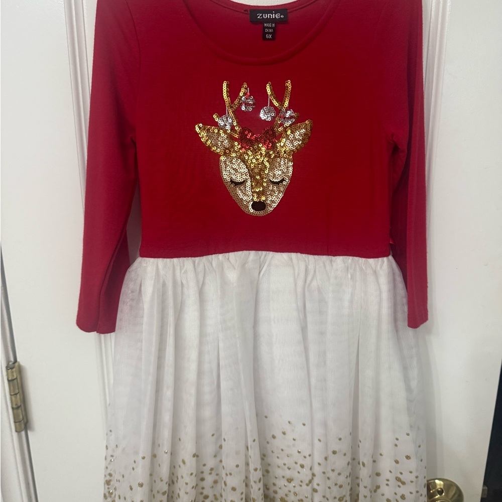 Zunie Holiday Red Dress with Gold Accents